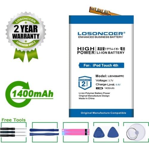 LOSONCOER 1400mAh 616-0553 LIS1458APPC Battery For Apple iPod Touch 4th Generation 4 4g touch 4