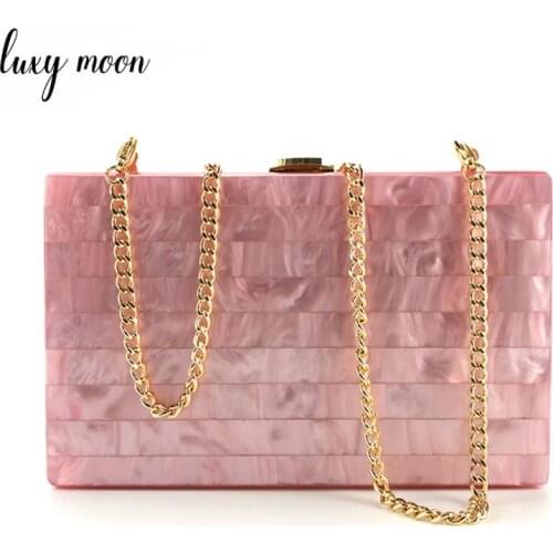 Acrylic Clutch Bag For Women Evening Bag Day Clutches Wedding Purse Hard Case Party Metal Chain Handbags Female Bag ZD1115