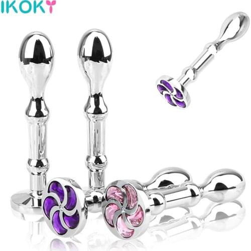 IKOKY Anal Toys Butt Plug Erotic Metal Anal Plug Prostate Massager Moon Shape Jewelry Sex Toys For Woman Men Butt Stimulation