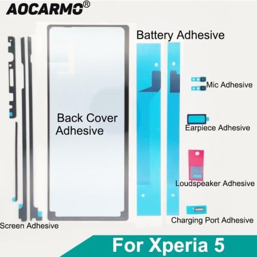 Aocarmo For SONY Xperia 5 / X5 / J8210 J9210 Full Set Adhesive Rear Back Cover Sticker Battery Mic Earpiece Loudspeaker Glue