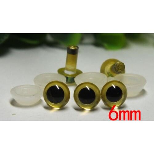 Free shipping!!! 100pcs/lot 6mm golden color Crystal safety eyes Animal Eyes Bear Eyes