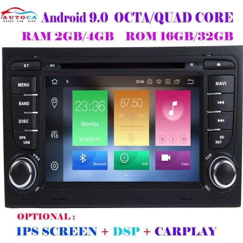 Carplay DSP IPS Android 10.0Car DVD Player For Audi A4 B8 S4 B6 B7 RS4 8E 8H B9 Seat Exeo 2002-2008 GPS Navigation Audio