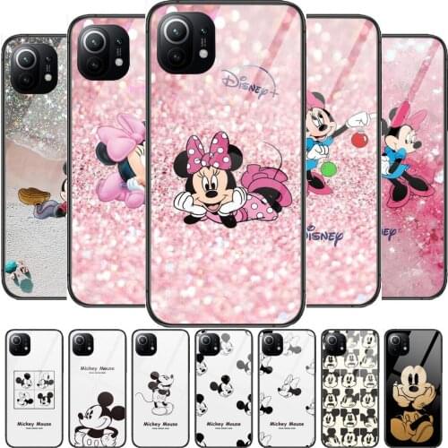 Disney Tempered Glass Phone Case For Redmi Xiaomi 11 Lite pro Ultra 10T 10 9 8 MIX 4 Cover Silicone shell Cases