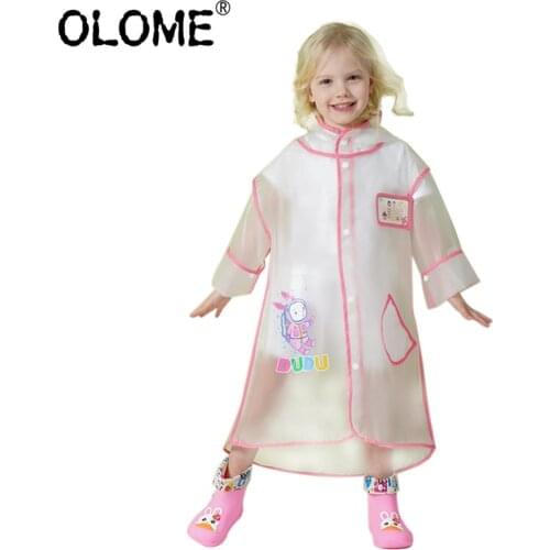 Kids Rain Coat Boys Children Raincoat Waterproof Jacket Transparent Rain Coat for Girls Cartoon Baby Raincoat OLOME Rainwear