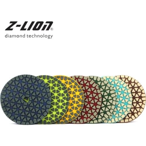 Z-LEAP 7PCS 3" Dry Diamond Polishing Pads Concrete Granite Marble Abrasive Disc Triangular Particles New Design Grinding Wheel