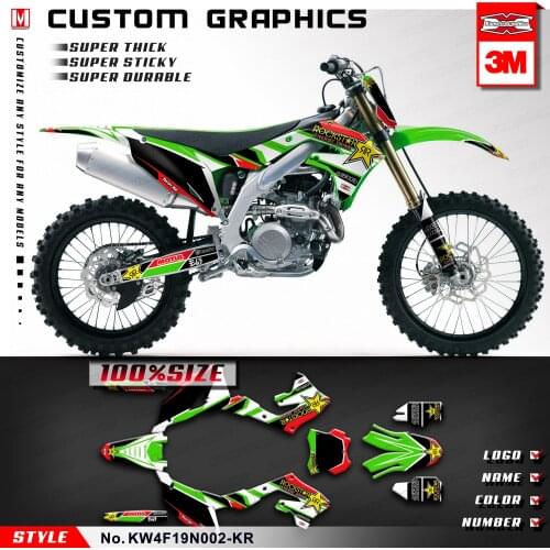 KUNGFU GRAPHICS Personalized Stickers Motocross Vinyl Wraps for KX 250 F 2021, Green Red