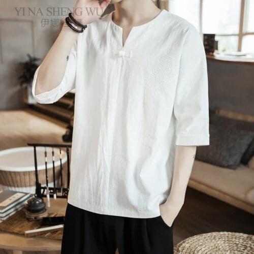 Kimono Japanese Style Mens Harajuku Tshirt Mens Summer Solid Streetwear FashionsTshirts Male Summer Short Half-Sleeve Costumes