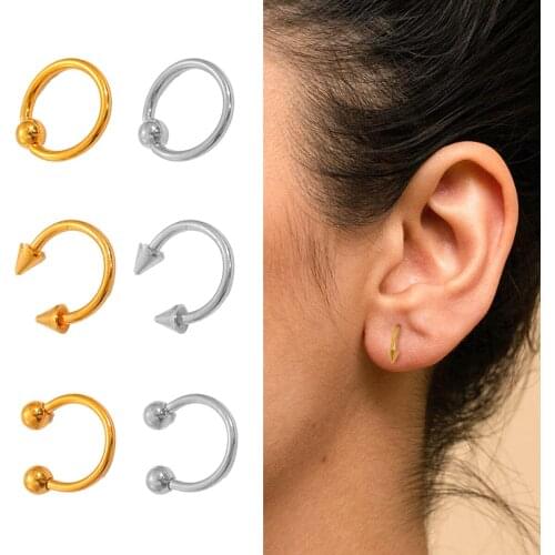 8PCS Stainless Steel Nose Ring Piercing Horseshoe Spike Septum Piercing Eyebrow Tragus Helix Pircing Lip Piercing