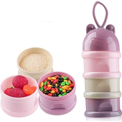 3 layer Frog Style Portable Baby Food Storage Box Essential Cereal Cartoon Milk Powder Boxes Toddle Kids Formula Milk Container