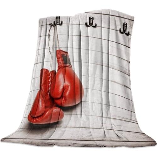Red Boxing Gloves Against Wooden Wall Throw Blanket Warm Microfiber Blanket Bedroom Sofa Supplies Blankets for Beds