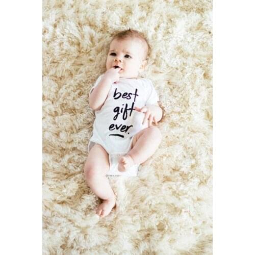 Best Gift Ever Print Infant UnisexRomper Toddler Short Sleeve Jumpsuit Clothes Newborn Baby Boy Girl Shower Gifts Outfit