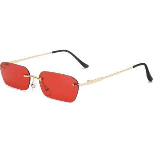 Small Square Sunglasses Women 2018 Brand Designer Black Red Pink Vintage Frameless Glasses for Female UV400 With box NX