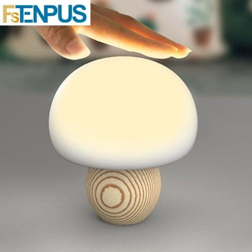 Cute Mini LED Mushroom Lamp Light Magnetic USB Night Lights Touch Sensor Atmosphere Lamp Soft Baby Child Sleeping Bedside Lamp