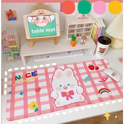 Cartoon Soft Cute Bear Rabbit Table Mat Student Dormitory Mouse Pad Computer Keyboard Pad Table Mat Desk Decoration Female