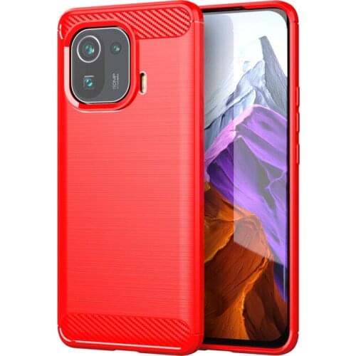Carbon Fiber Soft Case for Xiaomi 11 Pro Cooling Grid Groove Anti-Fingerprints Durable Light Shockproof Phone Cover