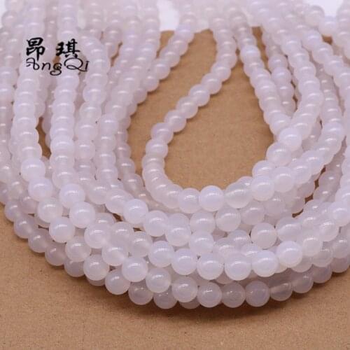 Natural Stone White Agates Round Loose Beads 4-12mm Spacer Beads For Jewelry Making DIY Bracelets Fashion Jewellery Accessories