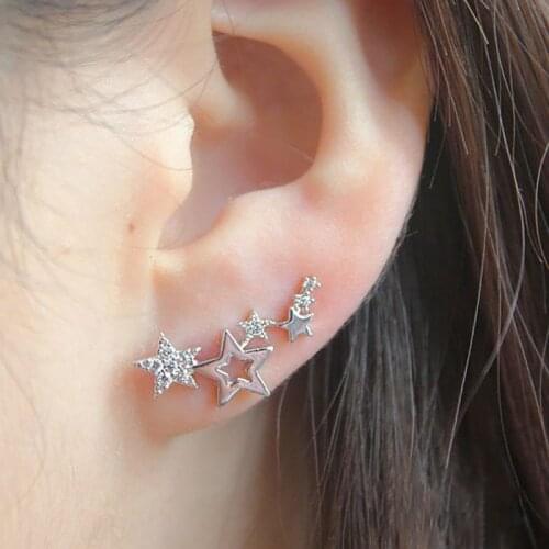 2021 New Trendy Rose Gold Silver Color Star Studs For Women Party Gift Jewelry Wholesale E6166