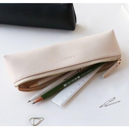 6 Color Sunny Day Pen Pencil Bag Case PU Vintage Pouch Storage for Pens Eraser Zakka Stationery School E6751