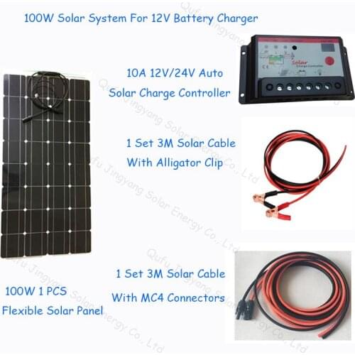 Semi-flexible solar panel power generation system, 100w power, including various accessories