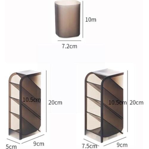 Transparent Multi-cell Makeup Brush Storage Rack, Multi-function Desktop Holder Pen Storage Box, Oblique H1X0