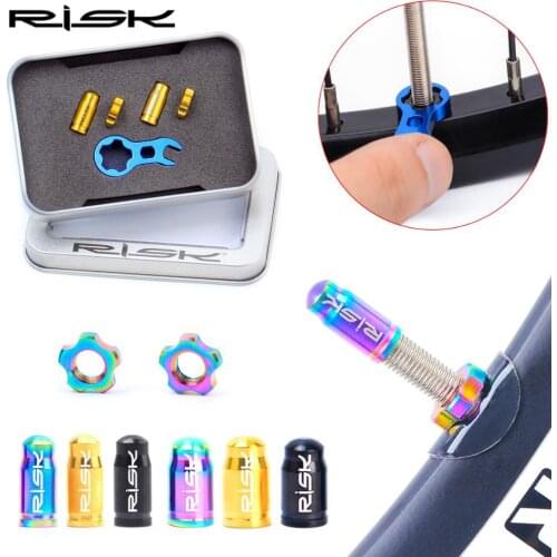 RISK FV55 AV55 Mountain Road Bike Bicycle Titanium Presta Schrader Valve Cap Nut Wrench Valve Nozzle Valve Core Cap