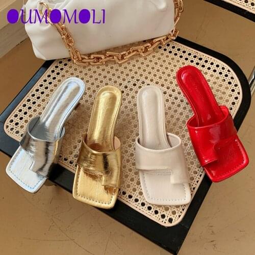 2020 New Summer Split Toe Sandals Women Thin High Heel Slippers Brand Design Square Toe Slides Ladies Dress Shoes AB396