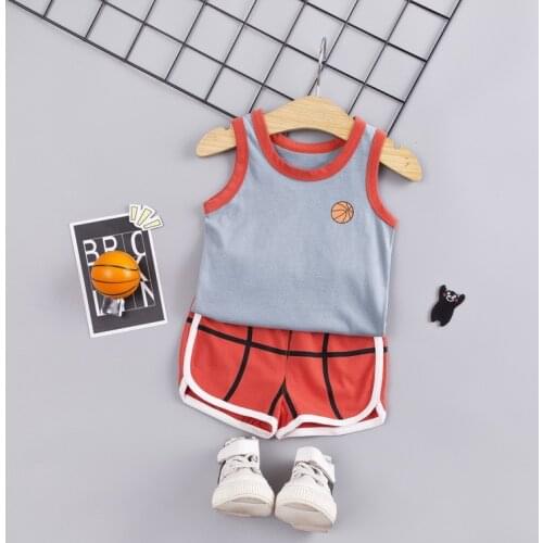 Boys Girls Sport Suit Childrens Clothes 2019 Summer Basketball Sets Grey Vest + Shorts Infant Kids Outfit Clothes NO.23