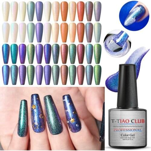 T-TIAO CLUB 7ml Chameleon Series Gel Polish Sparkly Starry Varnish Gel Soak Off Shimmer Gel UV/LED Lamp Nail Art Lacquer Manicur