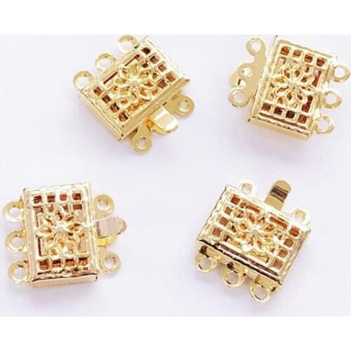 THREE ROW New Jewelry Findings Wholesale Necklace Bracelet Clasps and Hooks Jewellery Accessory Parts Settings, 10pcs/lot