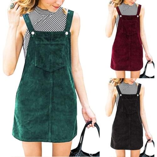 Corduroy Dungaree Mini Dress