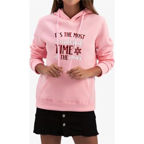 Christmas Women Hoodie Its The Most Wonderful Time of The Year Letters Printing Sweatshirts Long Sleeve Harajuku Ropa Mujer