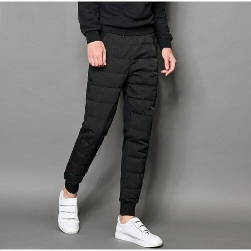 Winter Pants Men 90% White Duck Down Padded Harem Pants Mans Black Down Pants Warm Duck Down Trousers Snow Pants Men PT-482