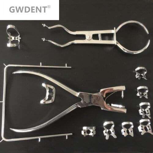 1 Set Teeth Care Dental Rubber Dam Set Perforator Puncher Pliers for Dentist Orthodontic Lab Device Instrument Equipment 12Pcs