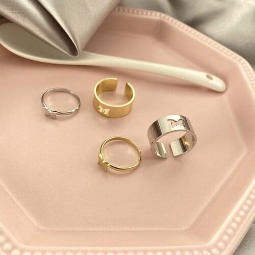 1pc Vintage Butterfly Rings For Women Men Lover Couple Ring Set Open Cuff Jewelry Wedding Rings Adjustable Jewelry