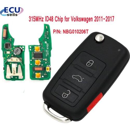 3+1 button Keyless-go Remote Key 315MHz ID48 Chip Fob for Volkswagen 2011-2017 (Models with Prox) P/N: NBG010206T