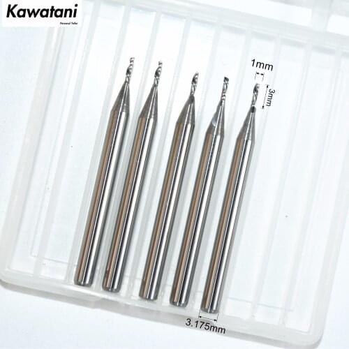 3.175mm*1mm*3mm-5pcs cnc solid carbide end mill,woodworking router bit,tungsten 1 flute down cut milling cutter,left spiral bit
