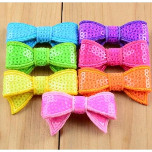 5pcs/lot Sequin Bows for Children Headband,Hair Bow WITHOUT Hair Clips, Hair Accessories