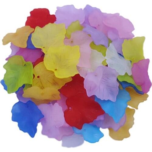 50PCS Transparent Leaf Maple leaves DIY Accessories Handing Craft For Jewelry Making Necklace Bracelet Pendant Candy Color