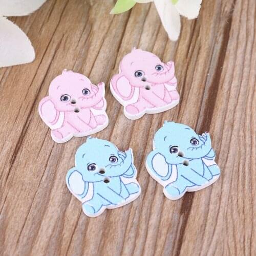 50Pcs Elephant Wooden Buttons 2 Holes Scrapbooking Crafts DIY Sewing Accessories H58C