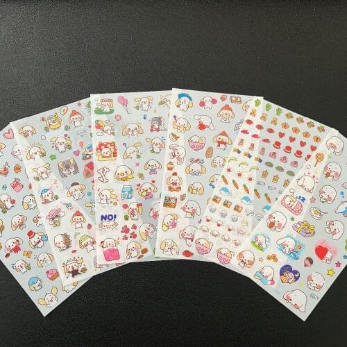 6 Sheets Cute Adorable Ear Puppy Dog Adhensive Stickers Decorative Album Diary Stick Label Stationery Decor Hand Account