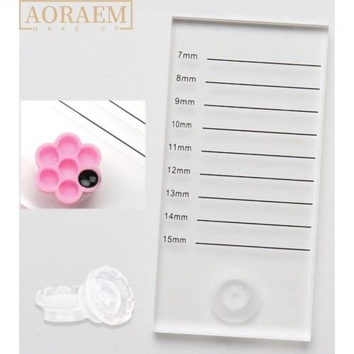 AORAEM 2 in 1 Acrylic False Eyelashes Pallet Lashes Stand Holder with Tick Mark Flowering Lash Extension Grafting Essential Tool
