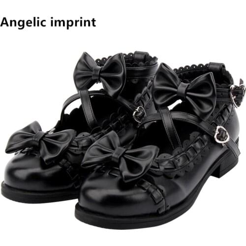 Angelic imprint woman mori girl lolita shoes lady low heels pumps women princess student dress party school shoes lacework 34-40