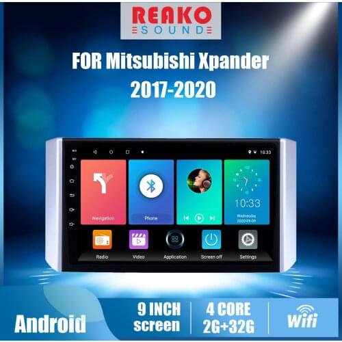 REAKOSOUND 9 inch Android Car Navigation GPS Multimedia Player For Mitsubishi Xpander 2017 2018 2019 2020 Head Unit with Frame