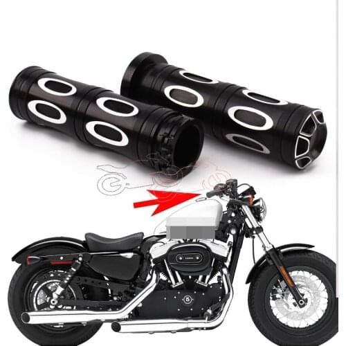 Black Aluminum 1Inch 1Pair Handle Bar Hand Grips For BMW Honda Yamaha Suzuki Kawasaki Harley Bobber Chopper Custom