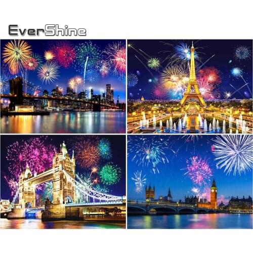 EverShine Diamond Painting City Night Diamond Mosaic Landscape Cross Stitch Set Embroidery Building Picture 5D Handmade Hobby
