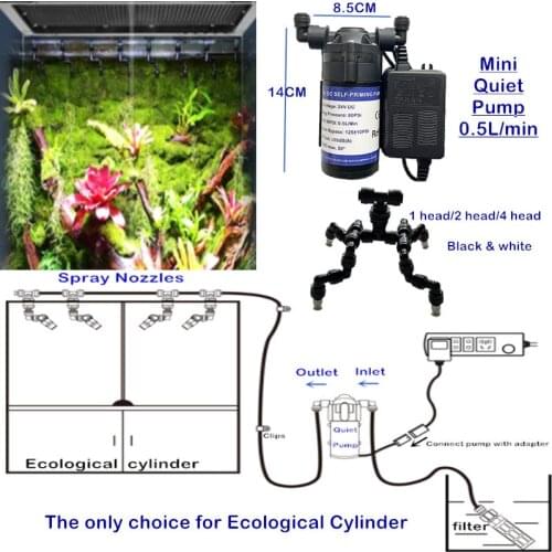 H183 Quiet Pump Reptile Fogger Mist Sprinkler Rainforest Tank Humidification Cooling System Reptile Pet Terrarium Misting System