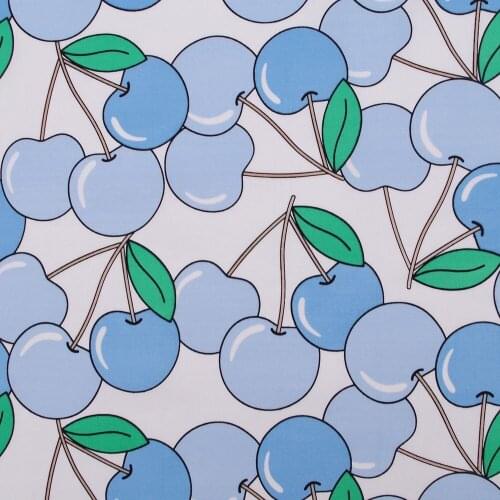 140cmx100cm Cotton Fabric - Cherry-Blue(3762)