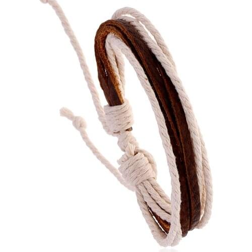 Jessingshow Multi-layer Vintage Handmade Genuine Leather Bracelet Bohemia Bangles For Men Women Classic Design For Surprise Gift