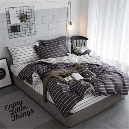 Bedding Striped Plaid 3/4 PCS Sets, Printed Simple College Style Bedclothes, Suitable for Twin / Full / Queen
