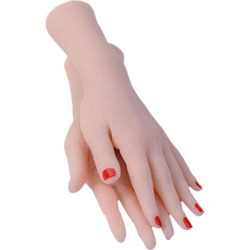 MagiDeal 1Pair Female Nail Art Practice Hand Realistic Tattoo Fake Skin Hand